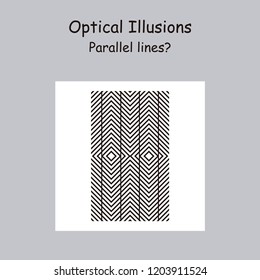 Optical illusion. Parallel lines seem that they are not because of the influence of the background.