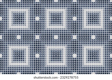 Optical illusion parallelogram pattern seamless. Abstract 3D Op art Victor Vasarely inspired, light and dark blue element. For male t-shirt fabric cloth tile bedding curtains carpet cushion decoration