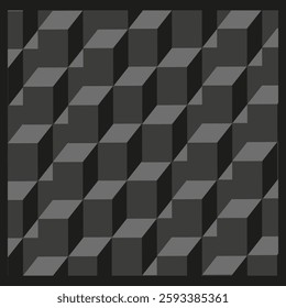 Optical illusion pattern. Abstract cube structure. Black and gray design. Geometric 3D effect. EPS 10.