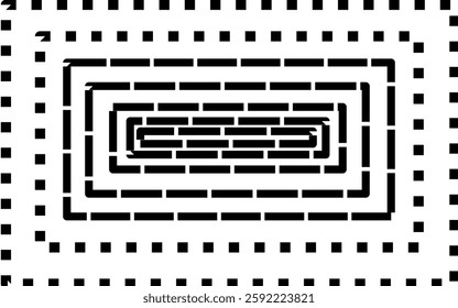 Optical illusion pattern. Repeating maze black and white design. Trippy background for design, art, wallpaper, texture.