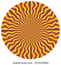 Optical illusion patterned circle of moving stripes. Circular template for motion background design.