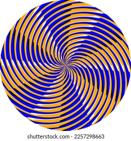 Optical illusion patterned circle of moving complex spiral. Round pattern for motion background design.