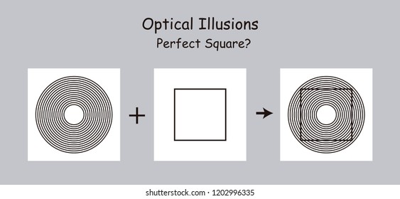 Optical illusion. A perfect square seems curved by the contrast produced by the background.