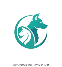 Optical Illusion Pets Logo, Puppy and kitten symbol