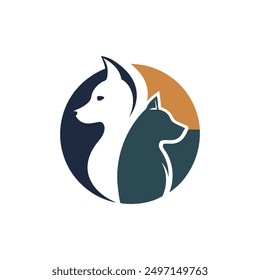 Ilusión óptica Mascotas Logotipo, cachorro y gatito símbolo