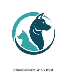 Ilusión óptica Mascotas Logotipo, cachorro y gatito símbolo