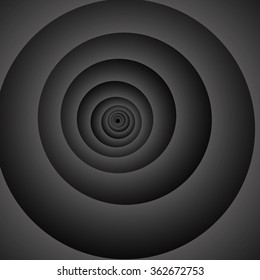 Optical illusion. Playfully swirling dark gray spiral, stretching into the distance.