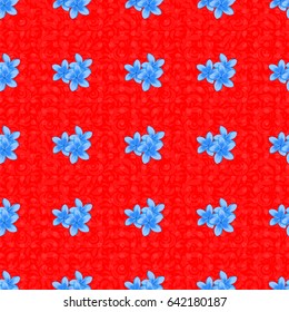 Optical illusion with plumeria flowers. Vector illustration good for the interior design, printing, web and textile design. Seamless texture of floral ornament on a red background.