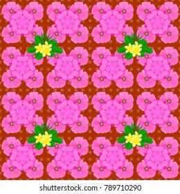 Optical illusion with plumeria flowers. Vector illustration good for the interior design, printing, web and textile design. Seamless texture of floral ornament in magenta, pink and orange colors.