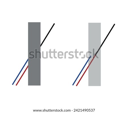 Optical illusion. Poggendorff illusion. Diagonal lines confusion. Vector education illustration