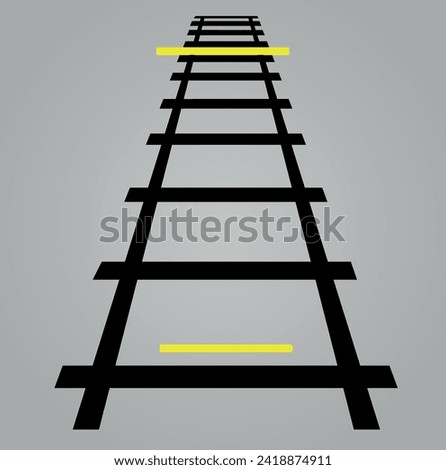 Optical illusion. Ponzo illusion. The two yellow lines are exactly the same. Vector education illustration