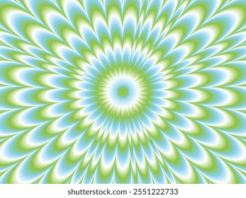 Optical illusion psychedelic circle line pattern. Sun ray pattern. Vector illustration. Blue color