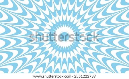Optical illusion psychedelic circle line pattern. Sun ray pattern. Vector illustration. Blue color