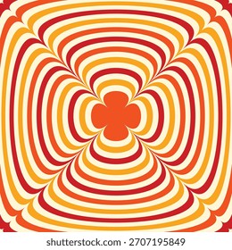 Ilusão óptica Formas psicodélicas em laranja, amarelo mostarda e vermelho formas ilustração. Para designs, planos de fundo e banners da Web 