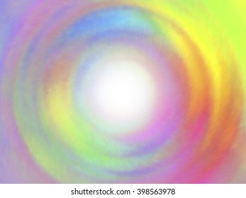 Optical illusion of radial blur effect. Abstract background with iridescent mesh gradient. Colorful noise, special effect. Colorful shades. Visual illusion of oil paintings. Vector EPS10