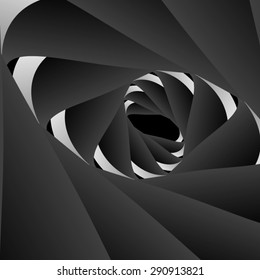 Optical illusion of receding into the distance with a tape twist soft light at the end of the line.
