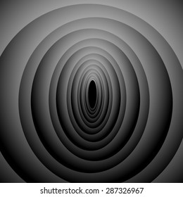 Optical illusion. Repeated volume fractal ovals extending into.