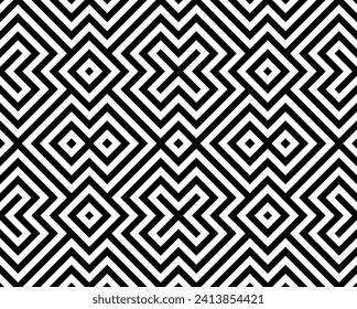 Optical illusion repeating pattern of square lines seamless patterns vector background.