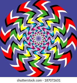 Optical illusion of rotation. Abstract background, pattern, with optical illusion effect