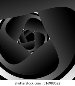 Optical illusion. Screw down the dark spiral of triangles with metal edging.
