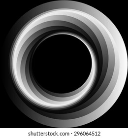 Optical illusion. Screw metal spiral, consisting of a plurality of gray strips passing into each other and dissolved in the dark. svg