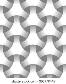 Optical illusion. Seamless Geometric Pattern of Interlocking Rings, Circular Grid. Greyscale background vector design.