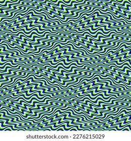 Optische Illusion nahtloses Muster verzerrter waagerechter Streifen. Wiederholbare bewegliche Textur. Psychedelische abstrakte Tapete.