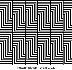 Optical illusion seamless pattern of parallelogram lines repeating patterns vector background.