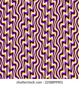 Optical illusion seamless pattern of winding stripes. Repeatable moving texture. Psychedelic abstract wallpaper.