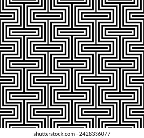Optical Illusion seamless tile pattern vector. Tessellation lines art repeating patterns.