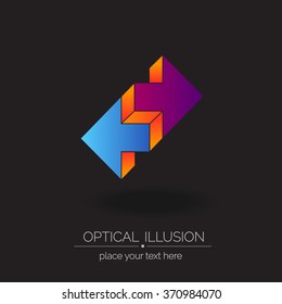 Optical illusion series pointer logo. Abstract vector illustration. The font is called "Raleway".