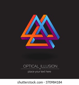 Optical illusion series triangle logo. Abstract vector illustration. The font is called "Raleway".