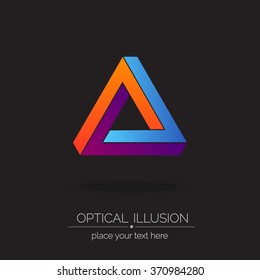 Optical illusion series triangle logo. Abstract vector illustration. The font is called "Raleway".