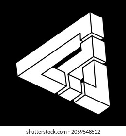 Optical illusion shape. Abstract eternal geometric object. Impossible endless outline figure. Optical art.