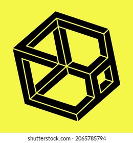 Optical illusion shape. Optical art. Impossible figure. Unreal geometric object.