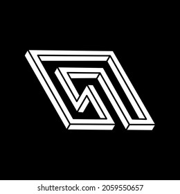 Optical illusion shape. Optical art objects. Impossible figure. Geometry. Escher style.