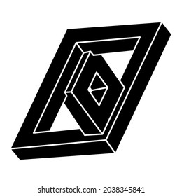 Optical illusion shape, impossible figure, optical art object. Geometry.