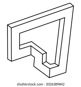 Optical illusion shape. Impossible object. Optical art figure. Optical art. Sacred geometry.