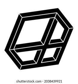 Optical illusion shape. Impossible object. Optical art figure. Sacred geometry.