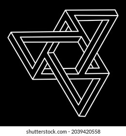Optical illusion shape. Impossible object. Optical art figure. Geometry.