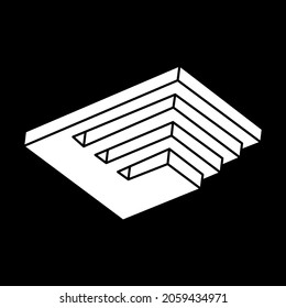 Optical illusion shape. Impossible object. Escher style. Optical art figure. Line art.
