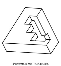 Forma de ilusión óptica, vector de objeto geométrico irreal. Figura imposible.