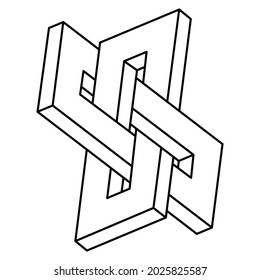 Optical illusion shape, unreal geometric object. Impossible figure. Sacred geometry.