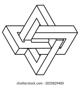 Optical illusion shape, unreal geometric object. Impossible figure. Sacred geometry shapes.
