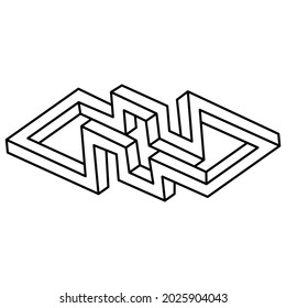 Optical illusion shape, unreal geometric object. Impossible figure. Sacred geometry. Line design.