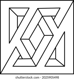 Optical illusion shape, unreal geometric object. Impossible figure. 