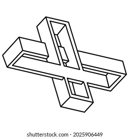 Optical illusion shape, unreal geometric object. Op art. Impossible figure. Sacred geometry.
