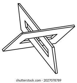Optical illusion shape, unreal geometric object vector. Impossible figure. Sacred geometry shapes. Op art.