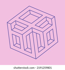 Optical illusion shape, unreal geometric objects vector. Logo. Optical art. Impossible figure. Sacred geometry.