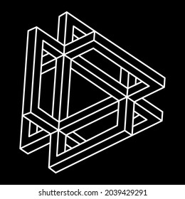 Optical illusion shape. Unreal geometry. Impossible object. Optical art figure.